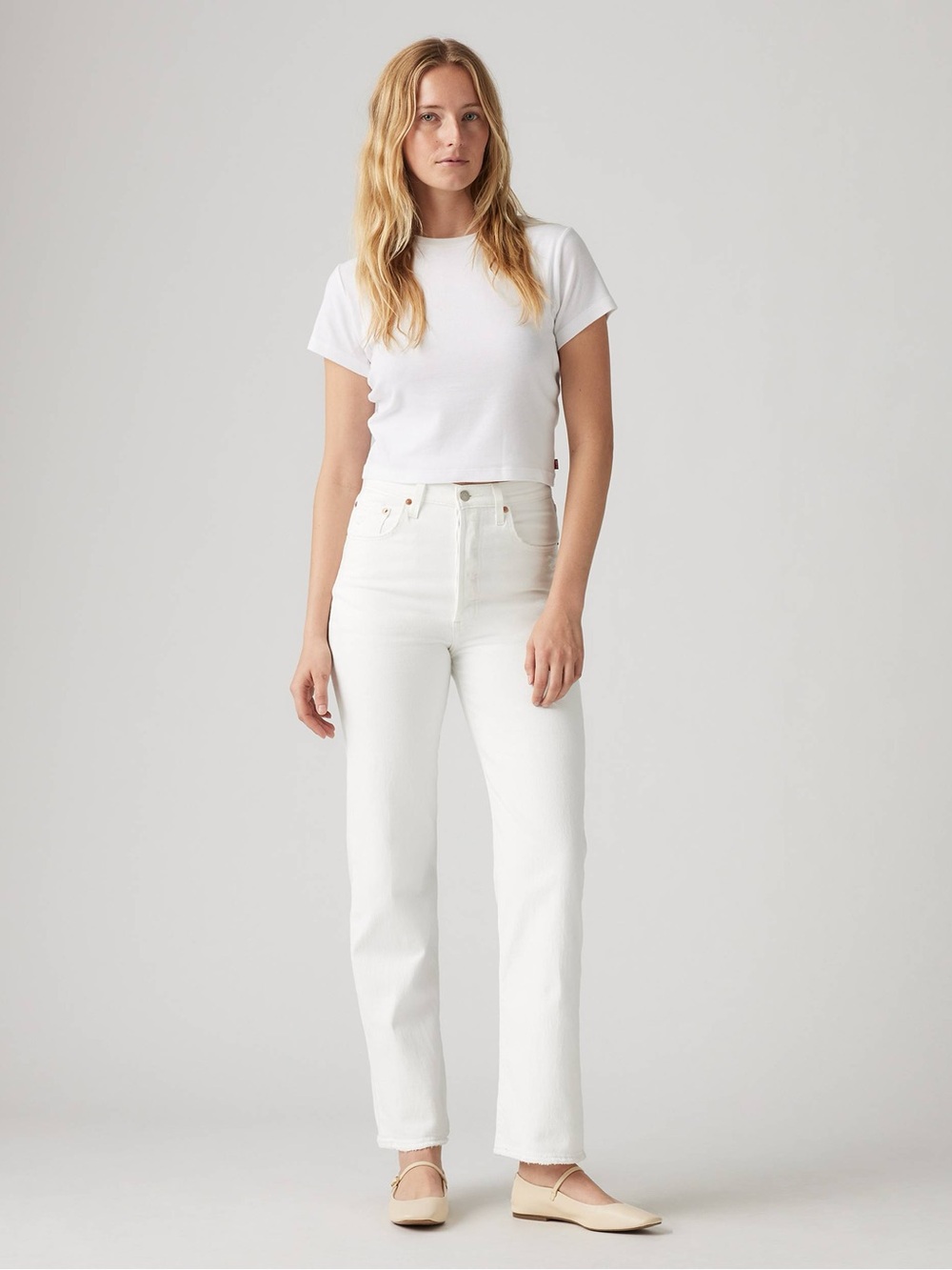 NWOT Levi’s Cloud Over White Ribcage Straight Denim Jeans Size 27